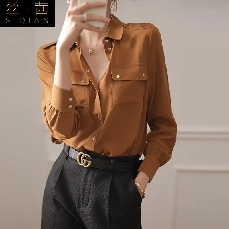 

Long sleeved shirt women's autumn wear 2023 new high-end professional shirt women's commuting design sense niche retro top