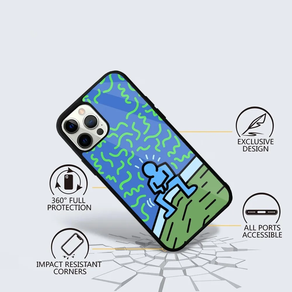 K-KeithS Art H-HaringS Phone Case For iPhone 16 15 14 13 12 11 Plus Pro Max Mini Magsafe Magnetic Wireless Charging