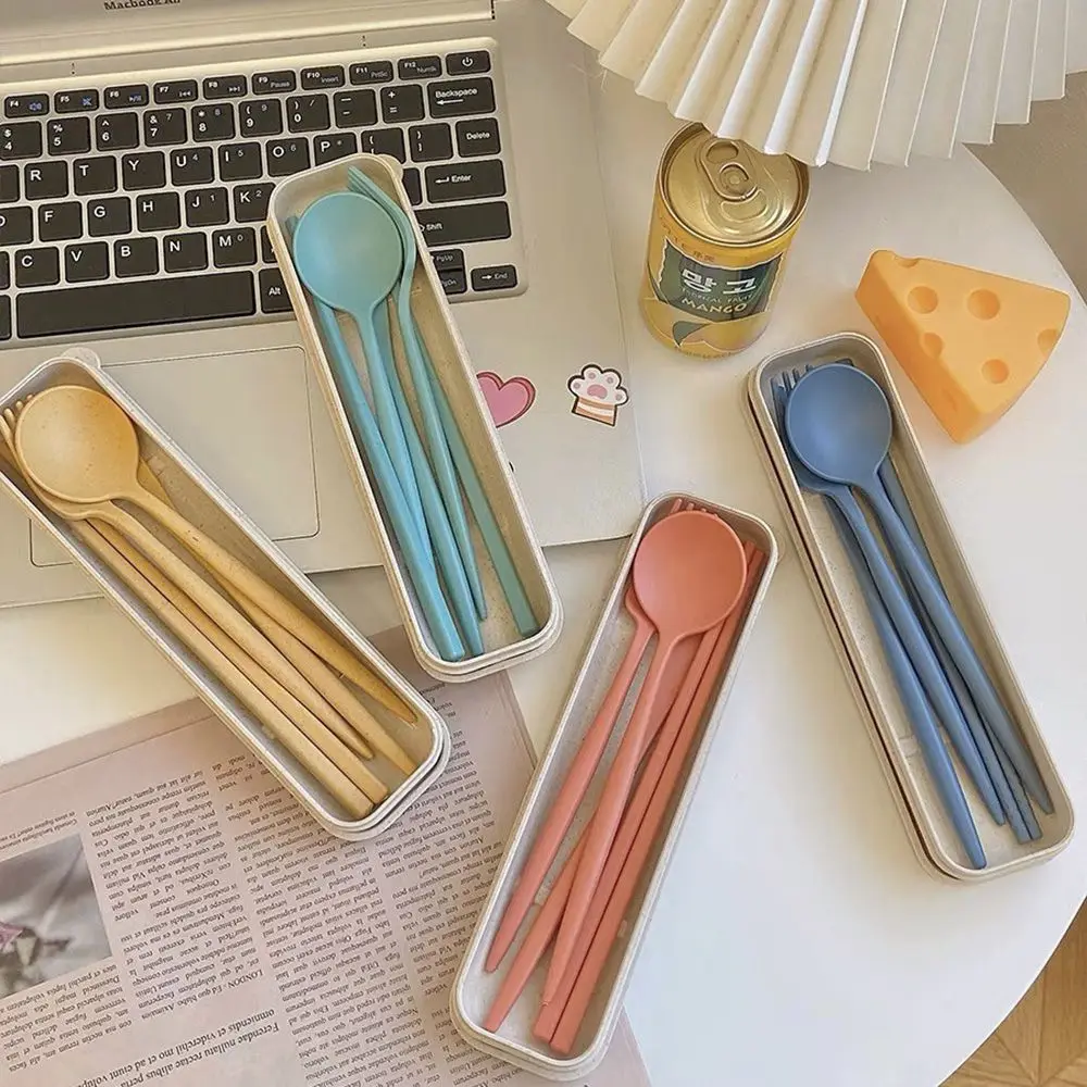 

Case Cutlery Box Travel Picnic For Student Office Spoon Fork Dinnerware Sets Tableware Kitchen Accessories Cutlery Set