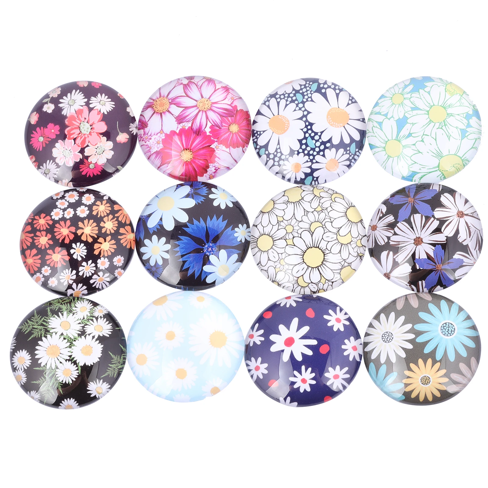 

onwear mixed daisy flower photo pattern glass cabochons 12mm 20mm 25mm 30mm 16mm diy jewelry scrapbooking findings