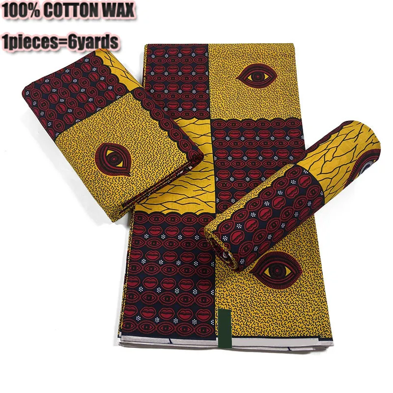 

New African Golden Wax Fabric Cotton Material High Quality Wrap Print Pagne Nigerian Ankara Soft Sewing 6yards Wedding Dress