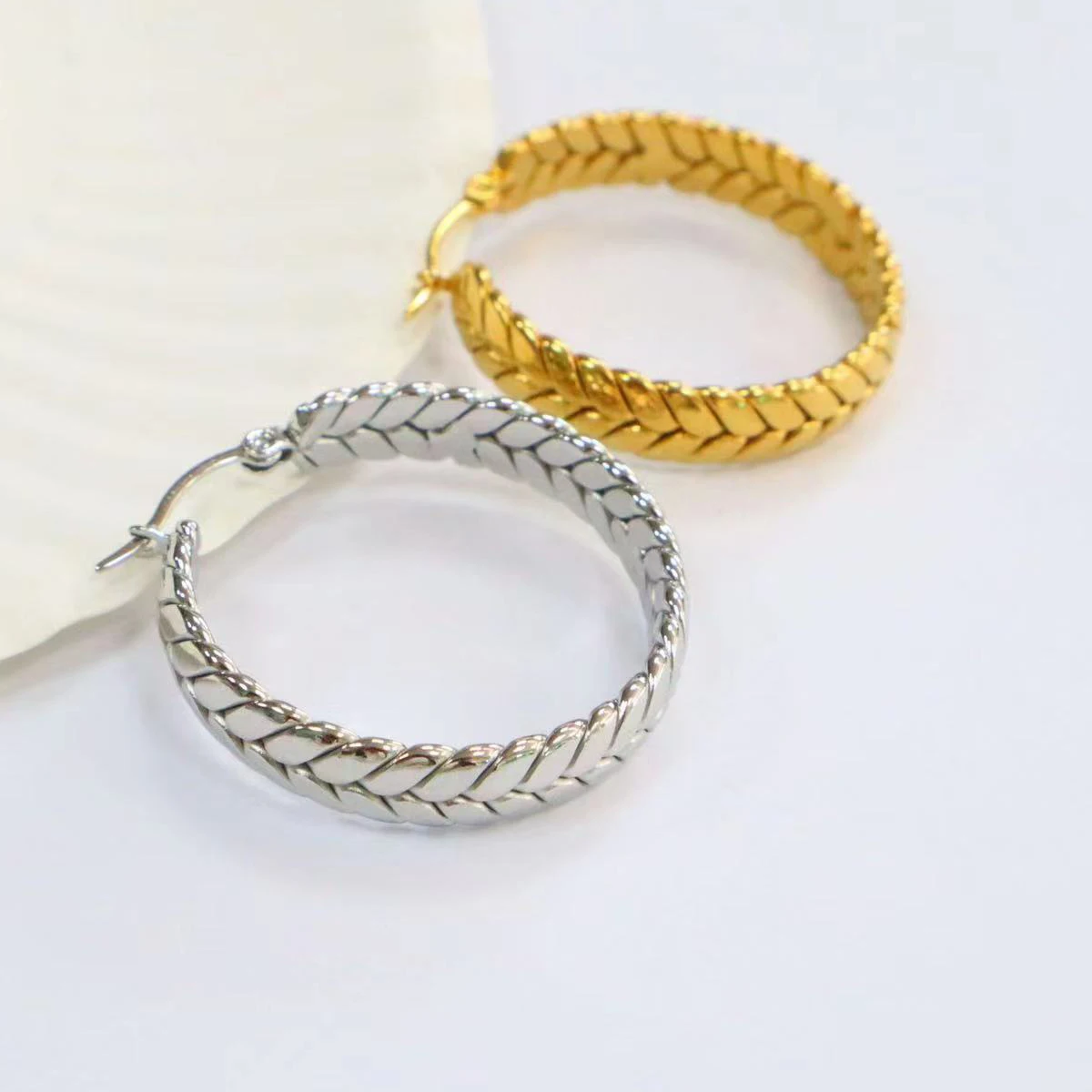 Винтажные плетеные цепи из нержавеющей стали круглые серьги-кольца креативные