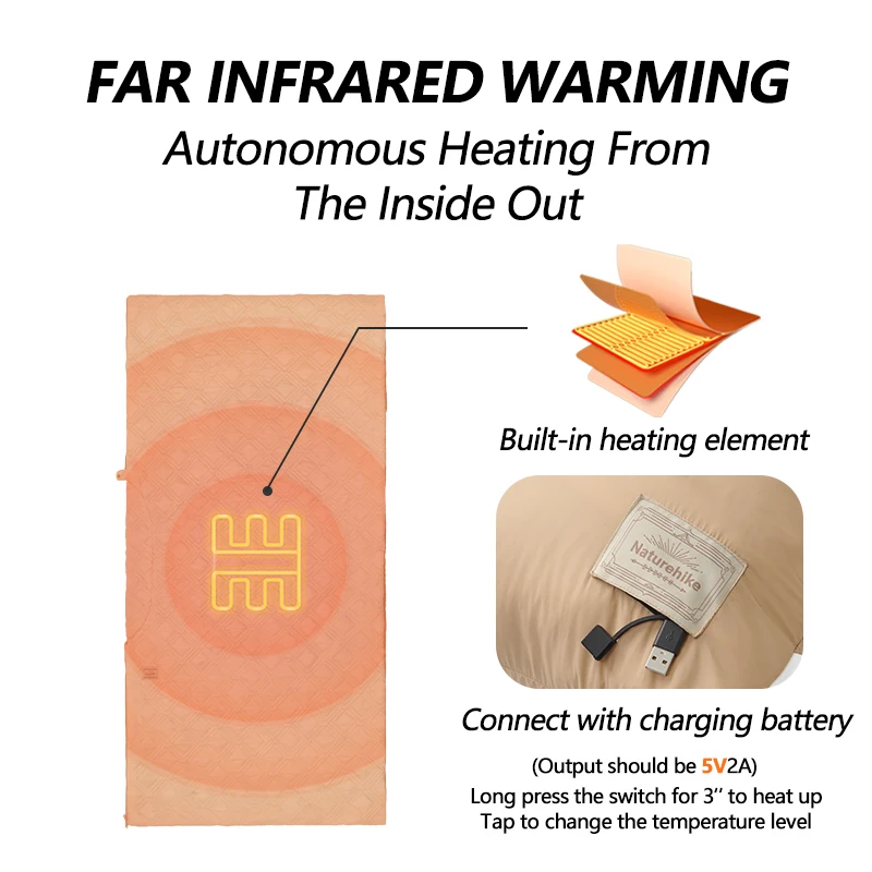 Naturehike уличное одеяло с подогревом носимый плащ спальный мешок пончо складное