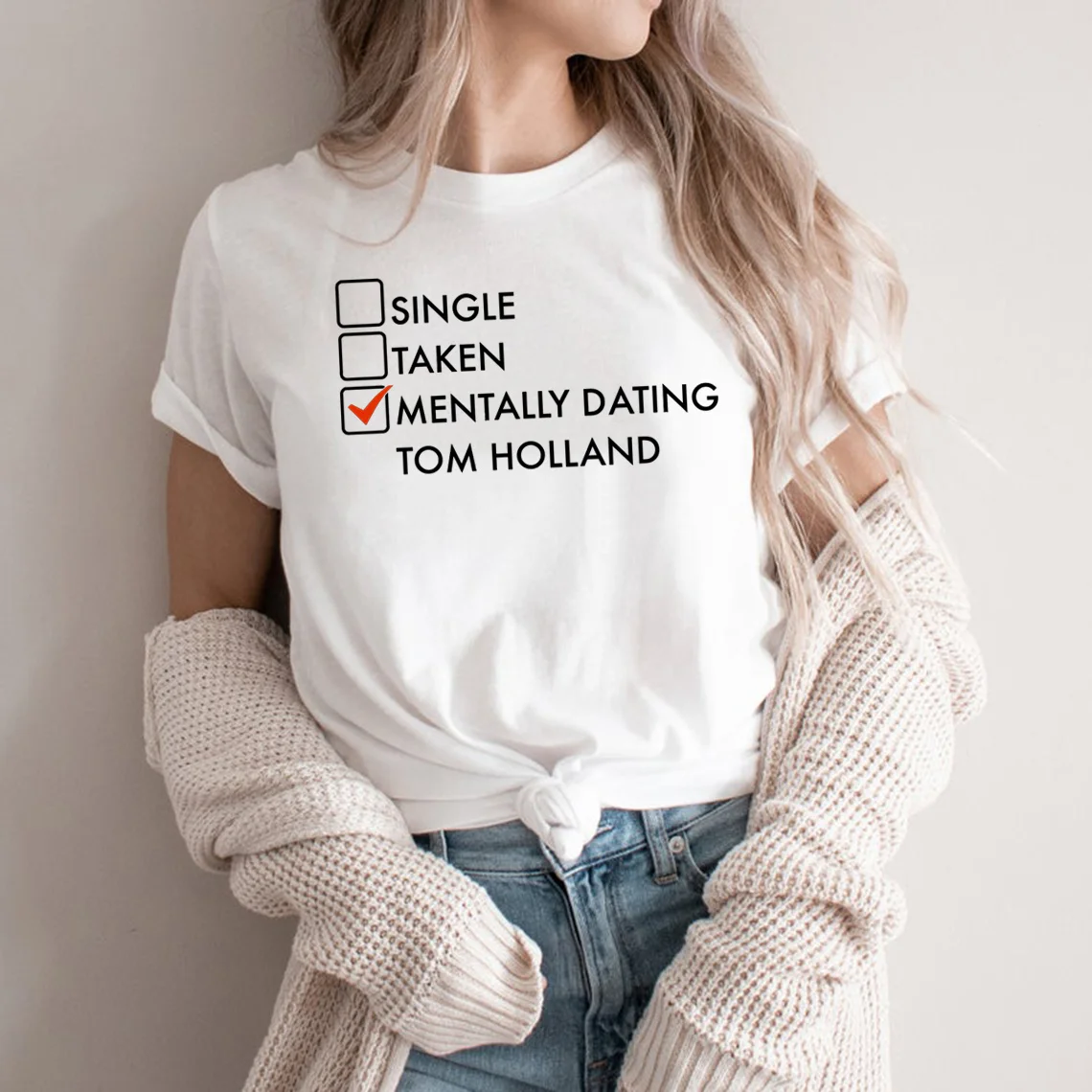 

Mentally Dating Tom Holland T-Shirt Summer Short Sleeve Crewneck Casual T Shirt Fashion Shirts for Fans Men Women Tshirts Tops