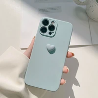 ins 3d blue heart liquid silicone phone case for iphone13 12 pro 11 pro max xr xs max 8 7 plus soft tpu back cover funda shell