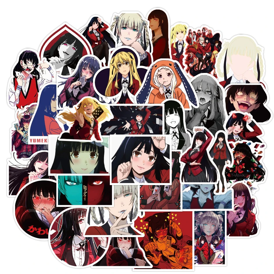 

100 наклеек KAKEGURUI Водонепроницаемые скейтборды наклейки мобильные телефоны оболочки симпатичные аниме наклейки ноутбуки кожа Kawaii упаковки детские игрушки