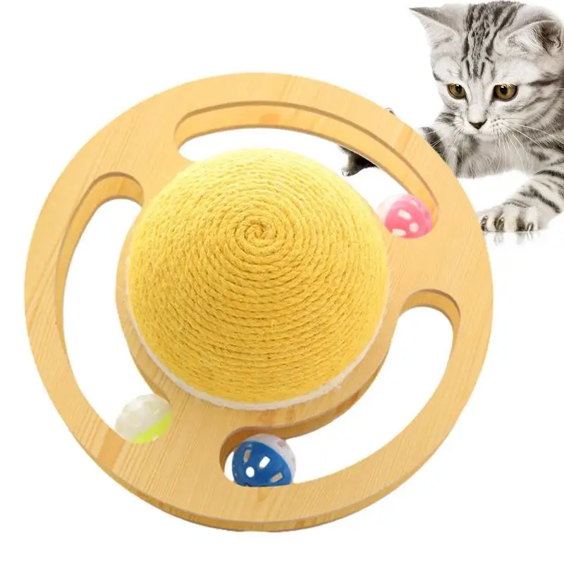 

Шар для кошек Sisal игрушка для кошки в виде шара Space, астероид, поворотный круг, трек, мяч для кошек с тремя звеньями, интерактивные игрушки для ...