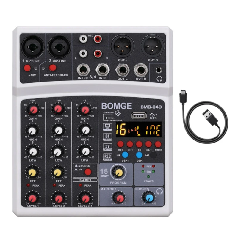 

New Professional Sound Card 4-Channel Mixer Outdoor Conference Audio USB Bluetooth Reverb Audio16 Digital Effects