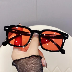 Vintage Red Rectangle Sunglasses 2022 Design Fashion Decor Acrylic Yellow Clear Lens Square Sun Glas