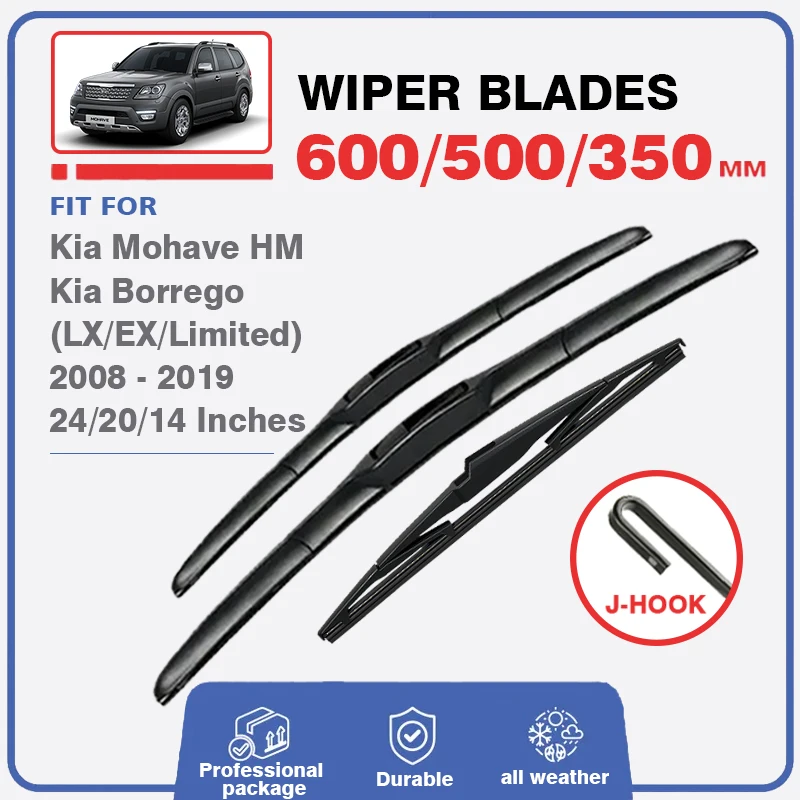 

Car Wiper Blade For KIA Mohave 24"+20"+14" 2008-2019 Kia Borrego LX EX Limited Window Windscreen Windshield Wash Fit U Hook Arms