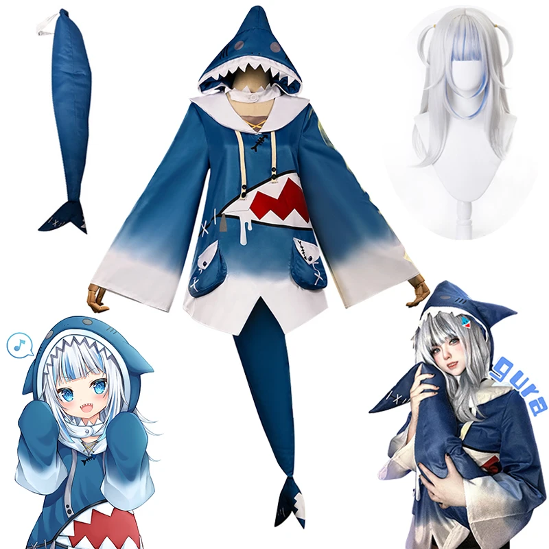 

Anime Costumes Hololive Gawr Gura Cosplay Costume ENG Shark Costume Deguisement Girl Cute Shark for Women Halloween