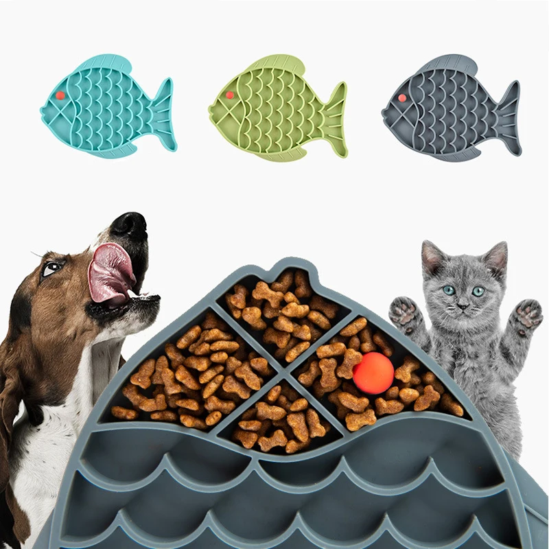 

Fish Shape Silicone Bowl Dog Lick Mat Slow Feeding Food Bowl For Small Medium Dogs Puppy Cat Treat Feeder Dispenser Pet Supplies