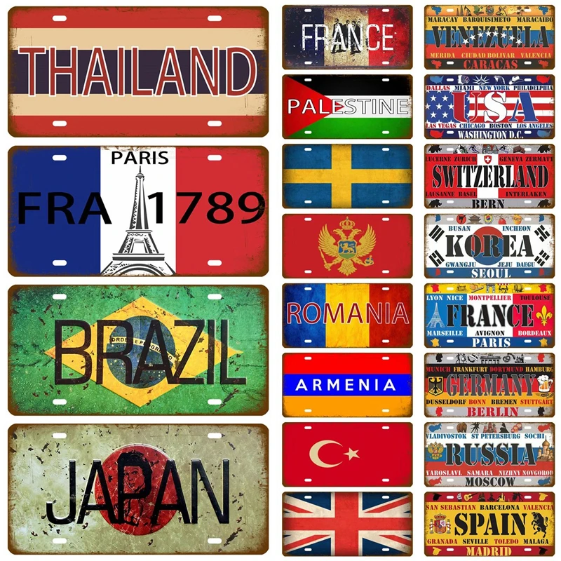 

Retro Decor Country Metal Sign Licenses Plate Plaque Metal Vintage Tin Sign Decor For Man Cave Bar Pub Club Decoration Wall Art