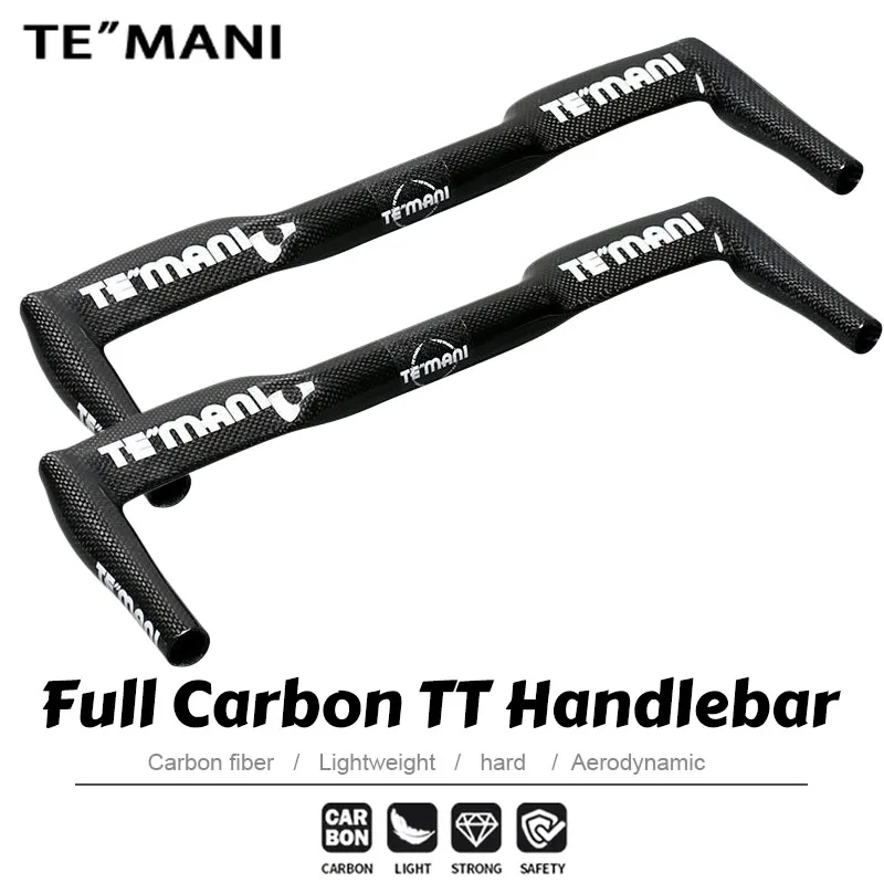 Фото Руль TEMANI Ultralight Carbon Aero TT Bullhorn 380-460 мм для шоссейных велосипедов с фиксированной передачей, аксессуар для модернизации и замены №1