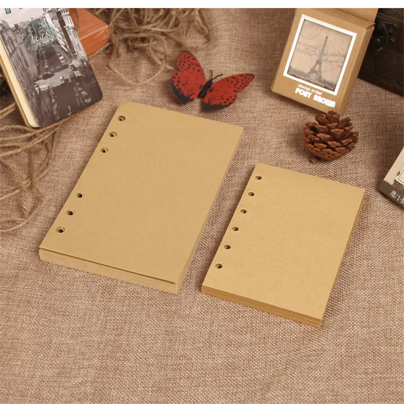 

2023 Kraft Line A5 A6 Loose Leaf Notebook Refill Spiral Binder Index Paper Inner Pages Daily Planner Line Grid Blank Agenda