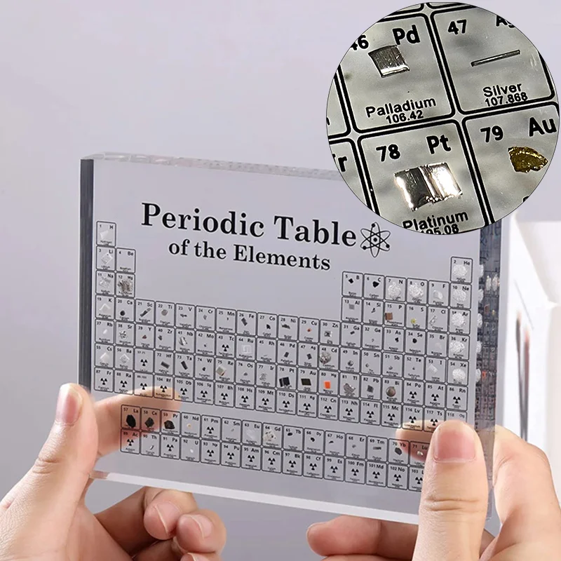 

Periodic Table Of Elements Desk Display With Real Elements Kids Teaching Gifts Chemical Element Home Acrylic Periodic Table