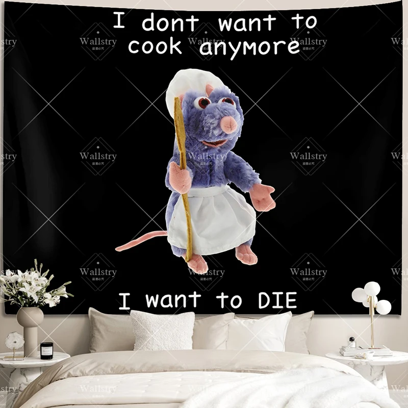 

I Dont Want To Cook Anymore Meme Tapestry Wall Hanging Boho Carpets Aesthetic Kawaii Room Decor Towel Beach Tablecloth Blanket