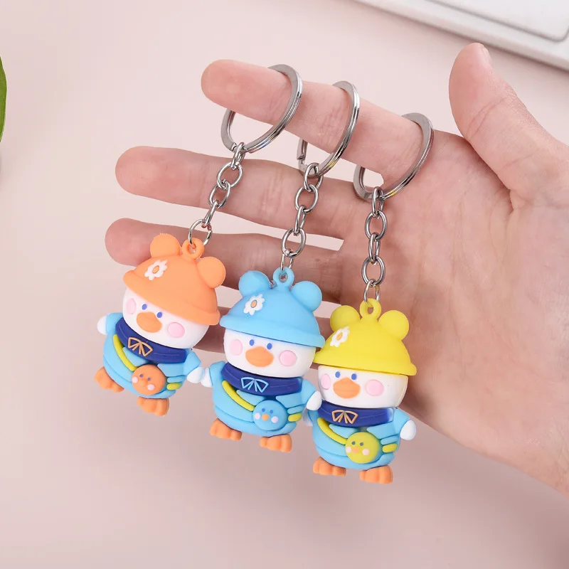 

Cartoon PVC Little Yellow Duck Keychain Creative Small Ducks Keyring Cute Couple Keychains Unisex Backpack Pendant Gift for Kids