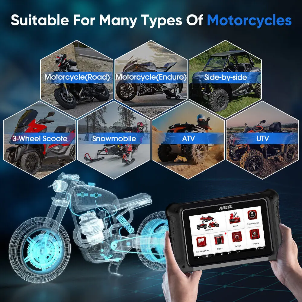 2024 ANCEL MT700 сканер для мотоцикла подставка масла ABS кодирование ЭБУ активный тест