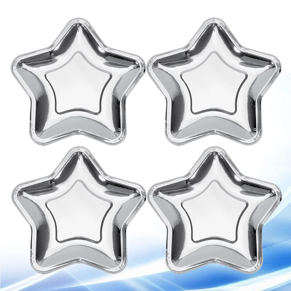 

Star Paper Plate, 10pcs Pentagram Paper Plates, Silver Little Star Paper Dishes, Paper Dinnerware 18cm for Appetizers