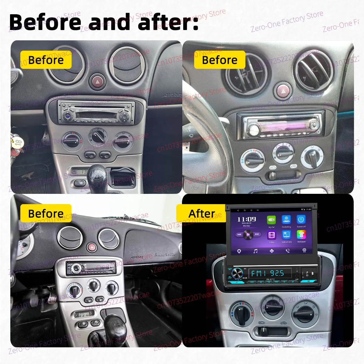 Автомобильная Мультимедийная система 1 Din выдвижной экран 7 дюймов Carplay Android для Fiat