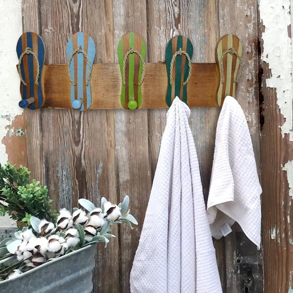 5 крючков деревянная настенная вешалка крючок для двери держатель-органайзер