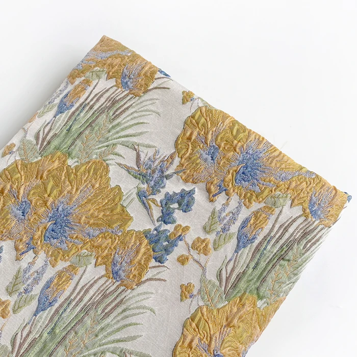 

high quality tecido Oil painting relief yarn dyed jacquard telas Handmade DIY cloth for clothing skirts cases and bags fabric