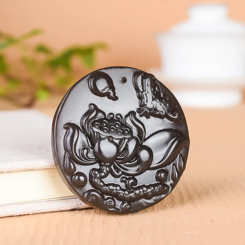 

Natural Smoke Purple Hand Carved Lotus Jade Pendant Fashion Boutique Jewelry Men and Women Lotus Necklace Gift Accessories