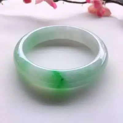 

zheru jewelry light green flower natural Burmese jadeite 54mm-64mm bracelet elegant princess jewelry best gift