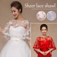 women bridal wedding cape lace floral shrugs shawl cape tulle bolero embroiderd wraps lace chiffon floral blouse shirt tops