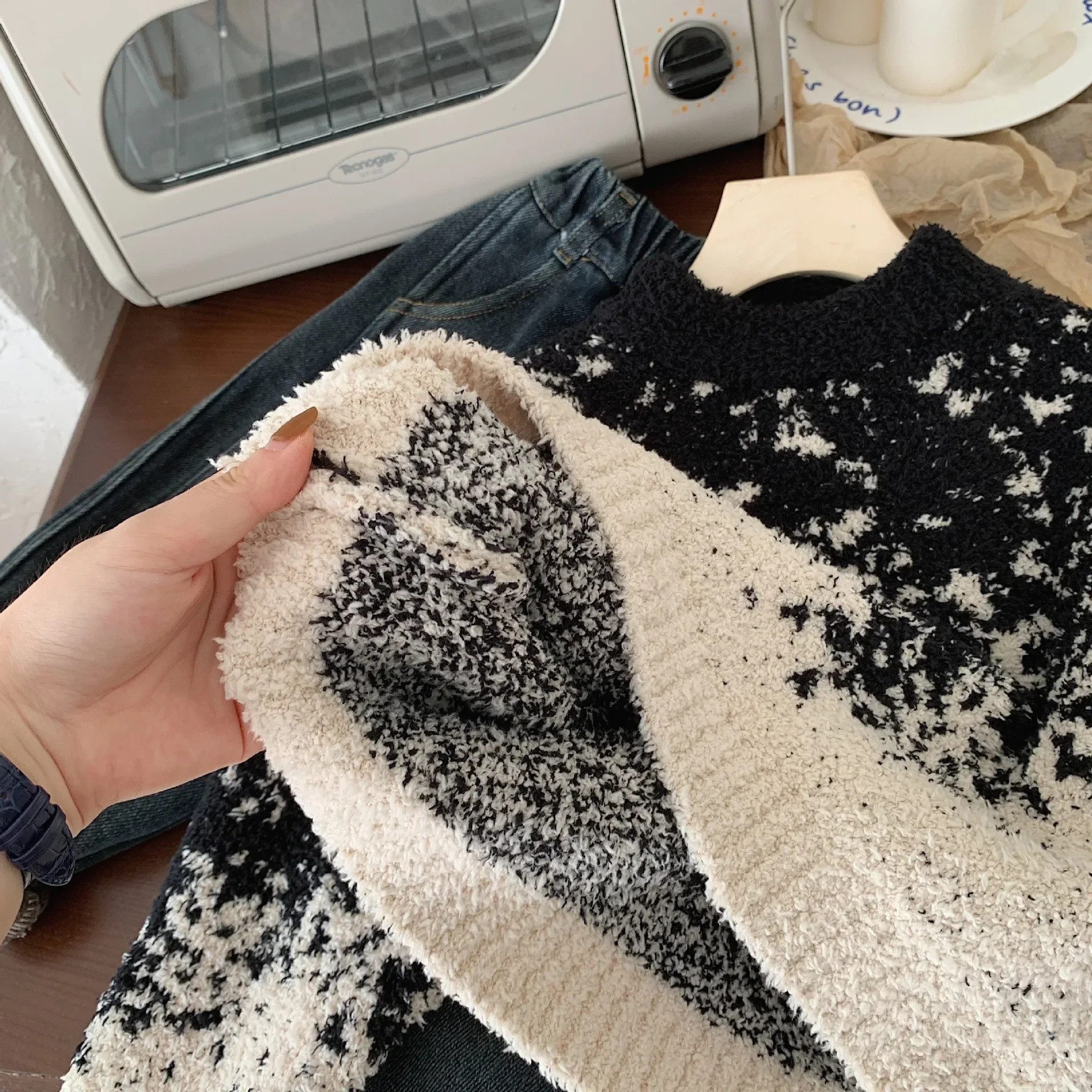 Детский свитер 2023 зимний Свободный пуловер с круглым вырезом для мальчиков в