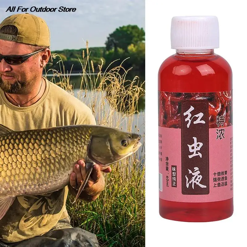 

60ml Fish Bait Additive Concentrated Red Worm Liquid High Concentration Fish Bait Attractant Tackle Food for Trout Cod Carp Bass