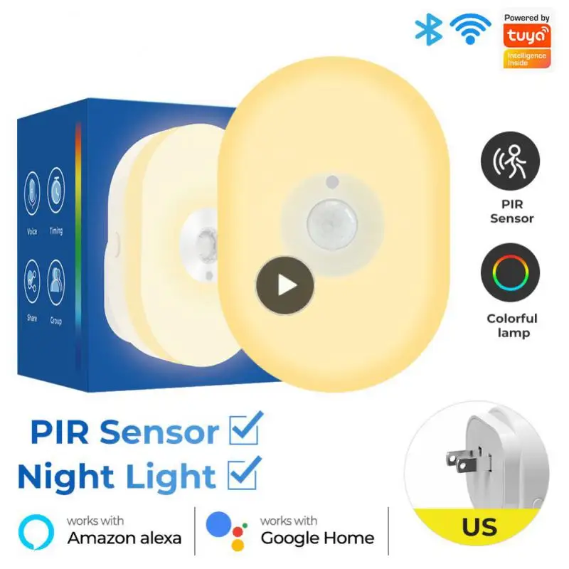 

Human Body Sensing Bedroom Tuya Led Night Lights Kitchen Wifi Remote Control Alexia Auto Night Lamp Mini Warm White Rgb Us/uk/eu
