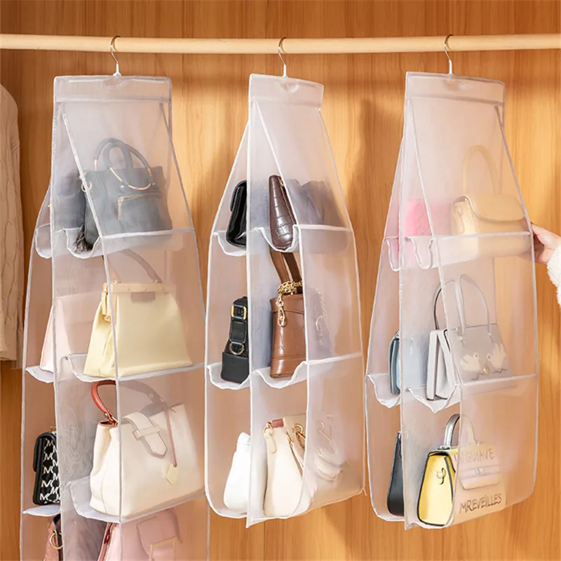 

Hanging Handbag Organizer for Wardrobe Closet Transparent Storage Bag Door Wall Clear Sundry Shoe Bag with Hanger Pouch