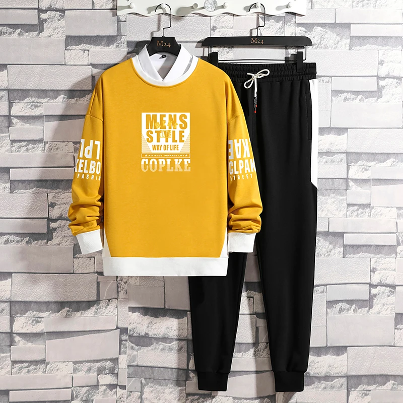 2023 New Men's Two-piece Long-sleeved Sports Sweater+sports Pants Fashion Men's Sports Suit Letter-printed Sports Suit