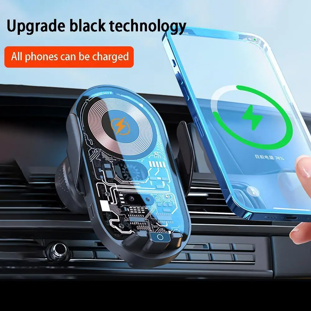 

15W Creative Car Stand Wireless Charger Car Air Outlet 2 Bracket Holder Sensor Phone Universal Smart Transparent Color K2P3