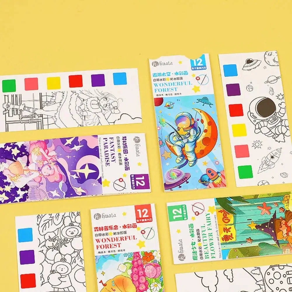 

Graffiti Children Watercolor Painting Book DIY Cartoon Gouache Graffiti Picture Books Portable with 1 Brush Children/Kids