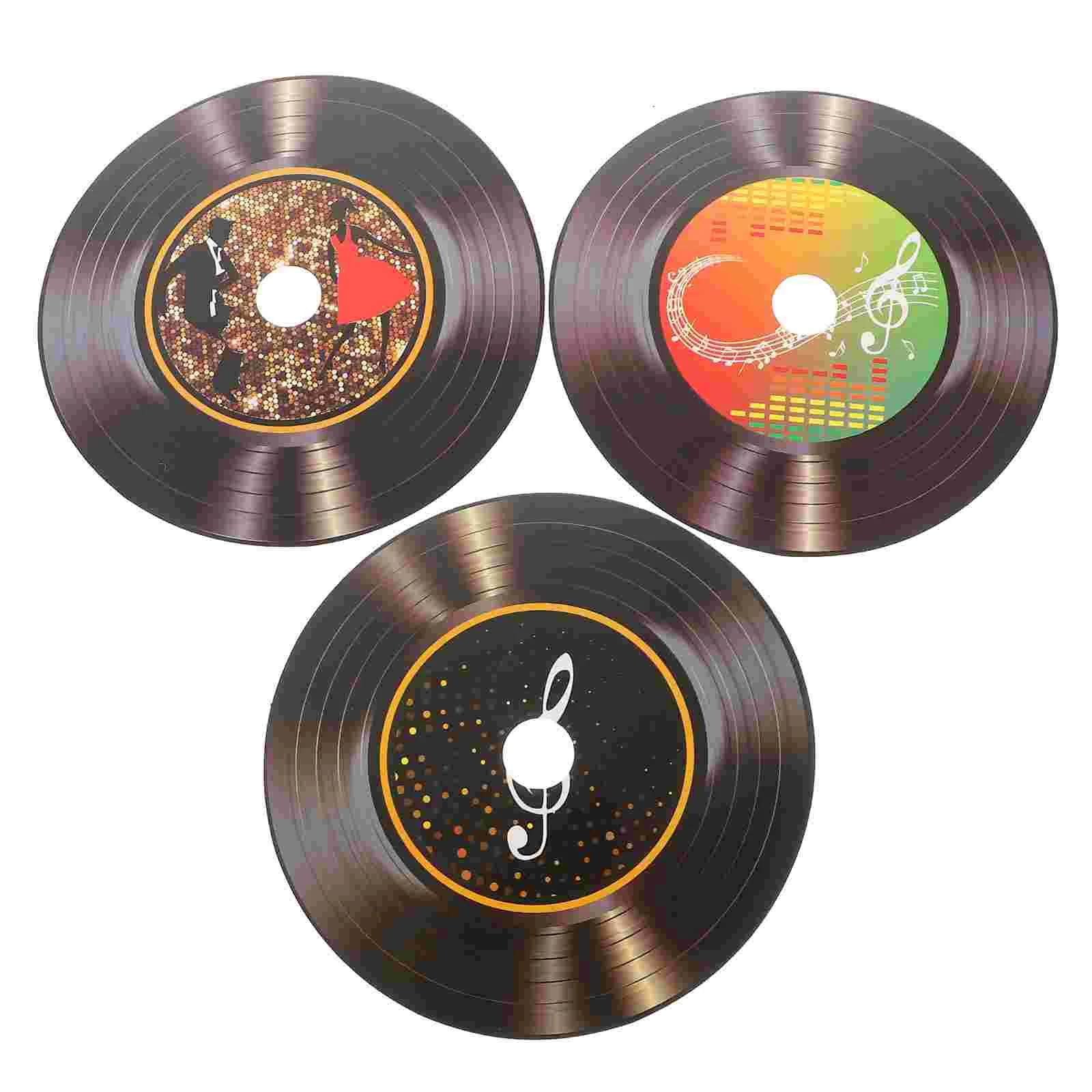 12 Pcs Vinyl Record Decoration Household Drink Records Cds For Aesthetic Pvc Retro Vintage