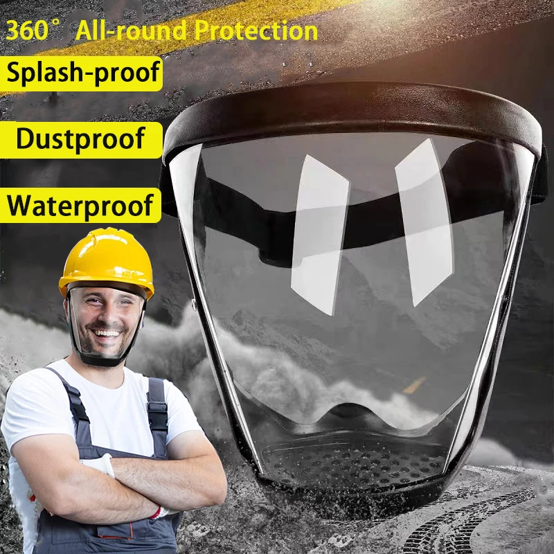 

Transparent Full Face Protector Shield Kitchen Reusable Splash Protection Mask Moto Cycling Glasses Dust Work Protection Mask