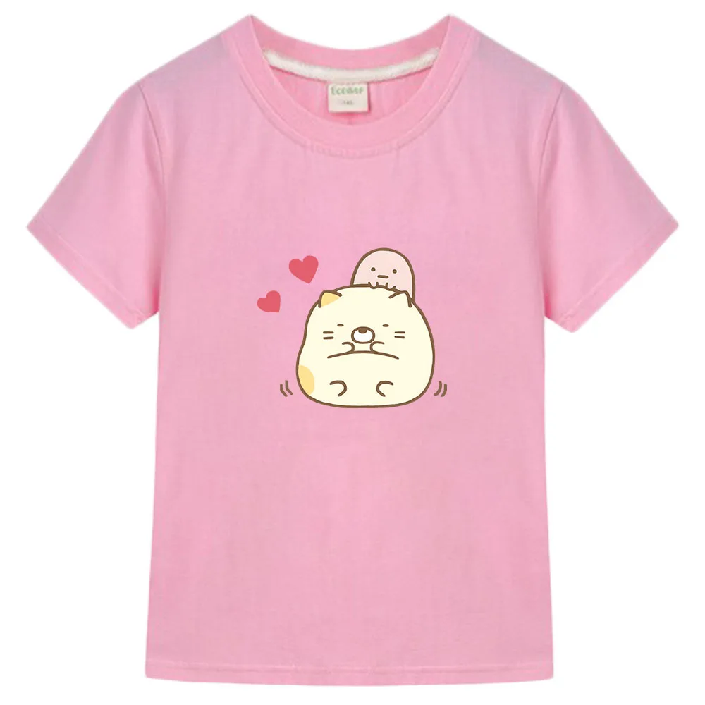 

Мультяшные футболки Sumikko Gurashi для девочек, милая Одежда для мальчиков, кавайная футболка с принтом в японском стиле, детская модная повседне...
