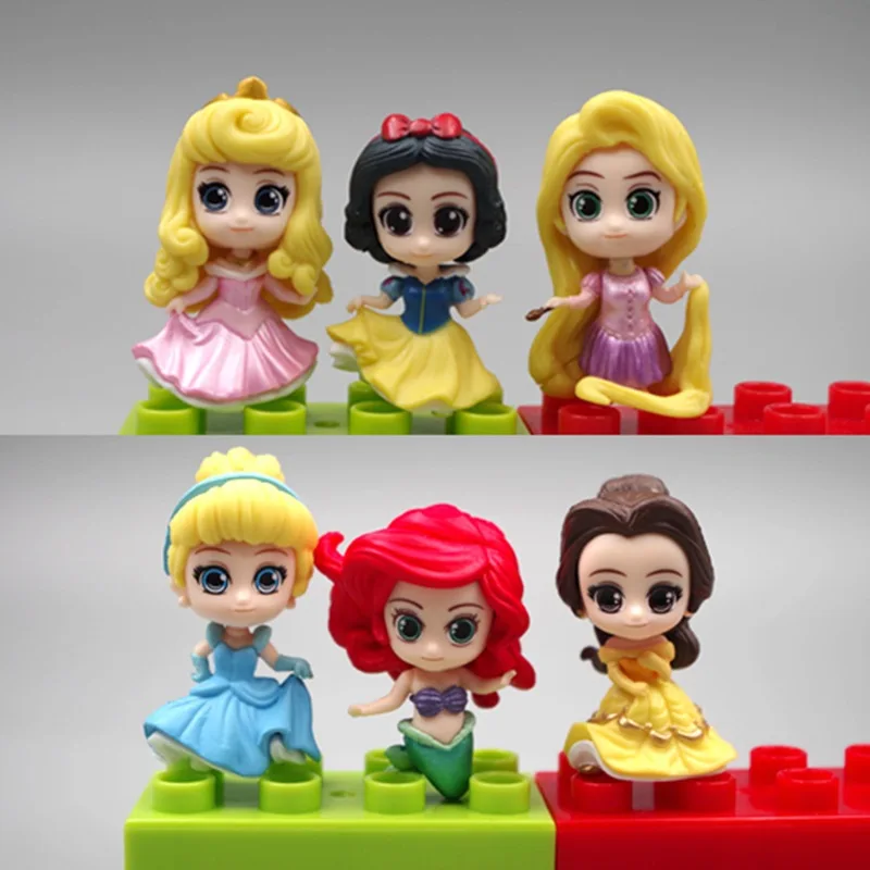 

Экшн-фигурки Disney 6 шт./компл. Принцесса Аврора Золушка Белоснежка Русалка Рапунцель Bella ПВХ игрушки