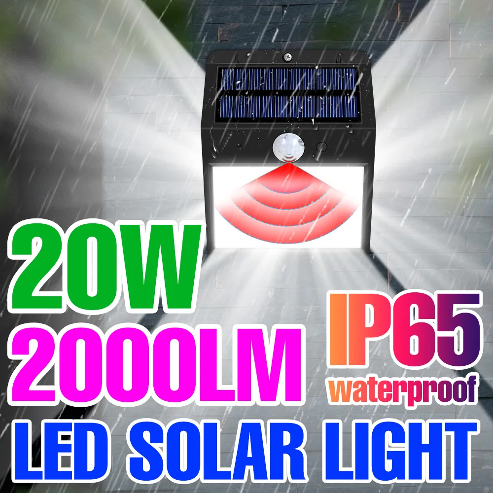 

LED Solar Wall Light Outdoor Waterproof IP65 Lamp PIR Motion Sensor Street Spotlight Garden Decoration Sconce LED Light Sensing