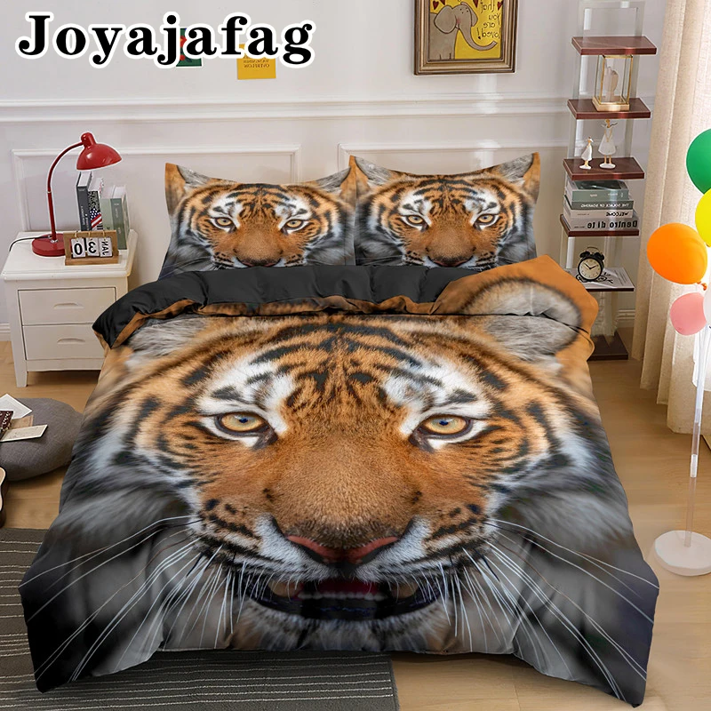 

2022 3D Tiger Bedding Set Wild Animal Duvet Cover Pillowcase Single Twin Full Double King Comforter Covers