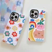 cartoon flower strawberry bear silicone phone case for iphone 13 12 11 pro max xr xs max x lady girl anti drop soft shell fundas
