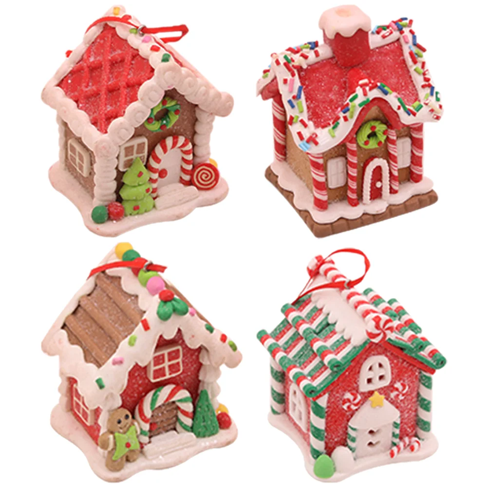 

4 Pcs Hanging Decors Christmas Tree Decorations The House Gingerbread Xmas Pendant Ornaments Gift