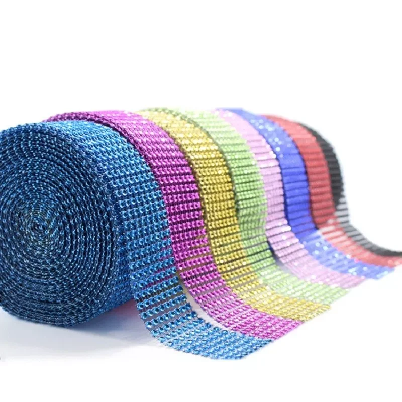 

2Yard 4CM Gold Silver DIY Diamond Mesh Rhinestone Wraps Ribbon Crystal Roll Trim Sparkle Mesh Wrap for Wedding Flower Decoration