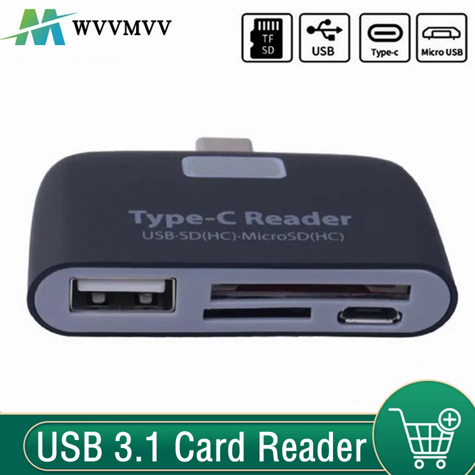 

WvvMvv USB 3.1 TYPE-C Card Reader USB-C To USB 2.0 SD/Micro SD/TF OTG Card Adapter For PC Laptop Phone Multifunction Converter