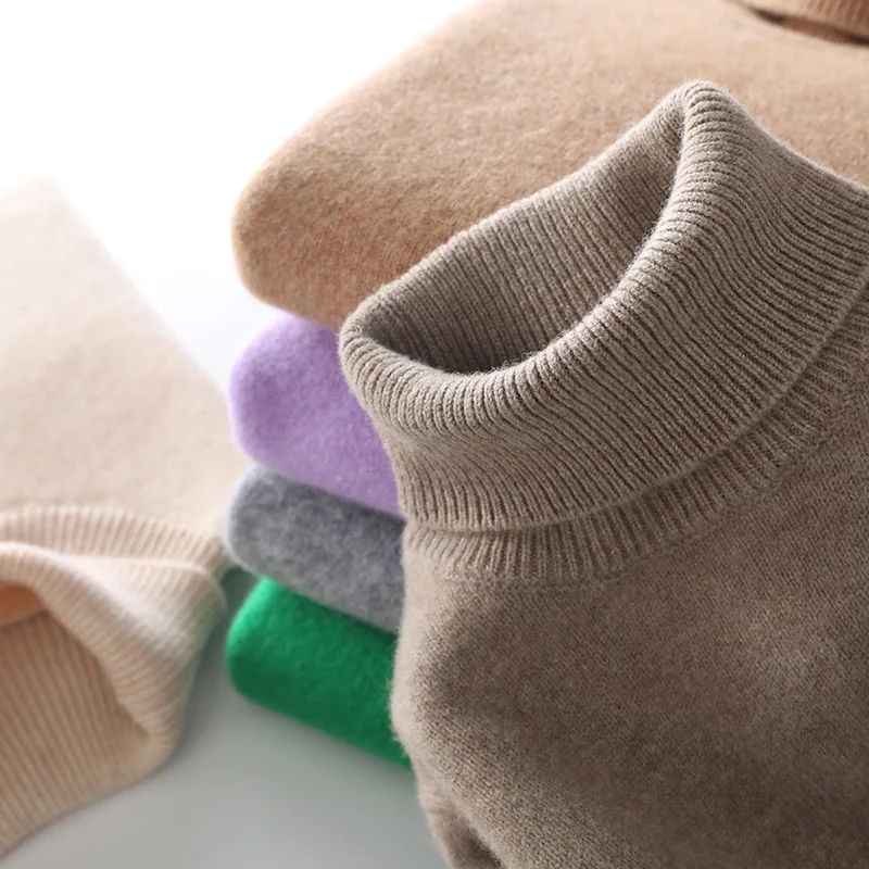 Фото Autumn and Winter New Children's Wool Knitted Bottoming Shirt High round Neck Boys and Girls Same Style Sweater Pullover In №4