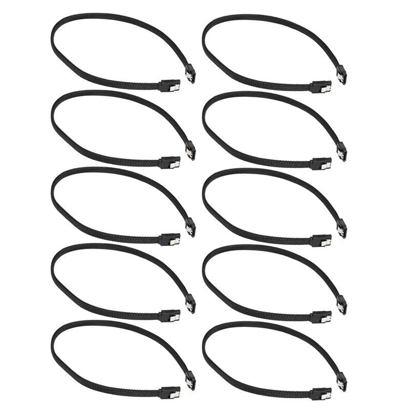 

10Pcs 50CM SATA 3.0 III SATA3 7Pin Data Cable 6Gb/S SSD Cables HDD Hard Disk Data Cord Premium Version(Black)