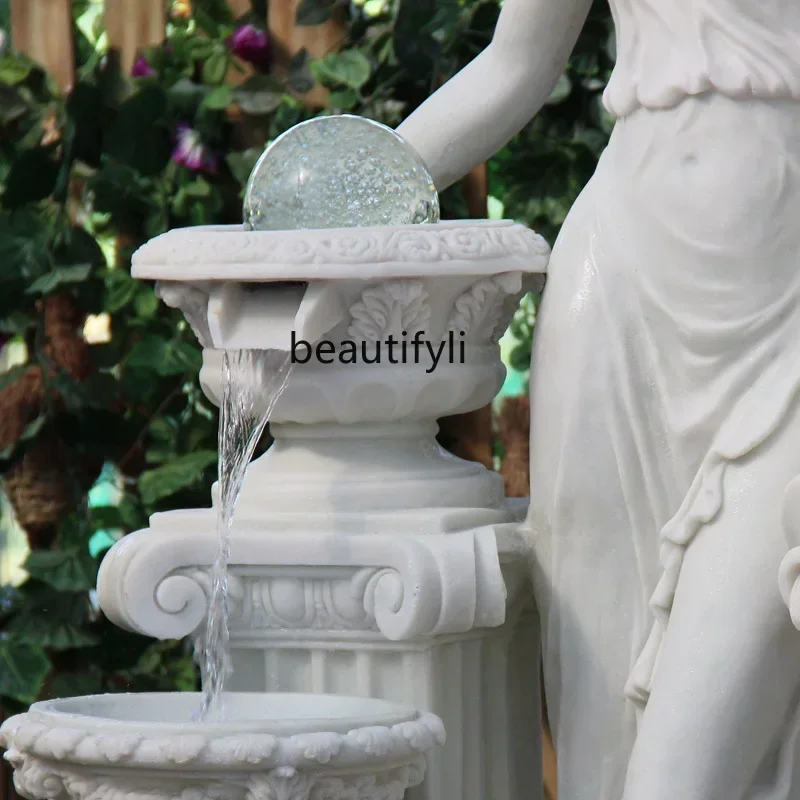 lt Красивая женщина скульптура Европейский фонтан для воды двор сад клуб рыбный
